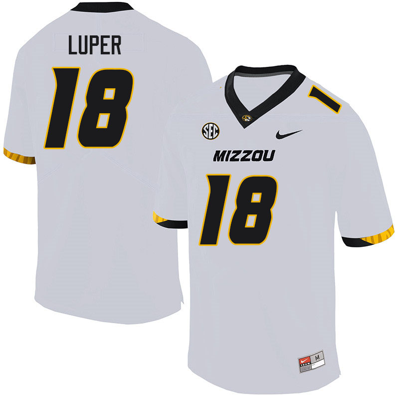 Men #18 Chance Luper Missouri Tigers College Football Jerseys Sale-White